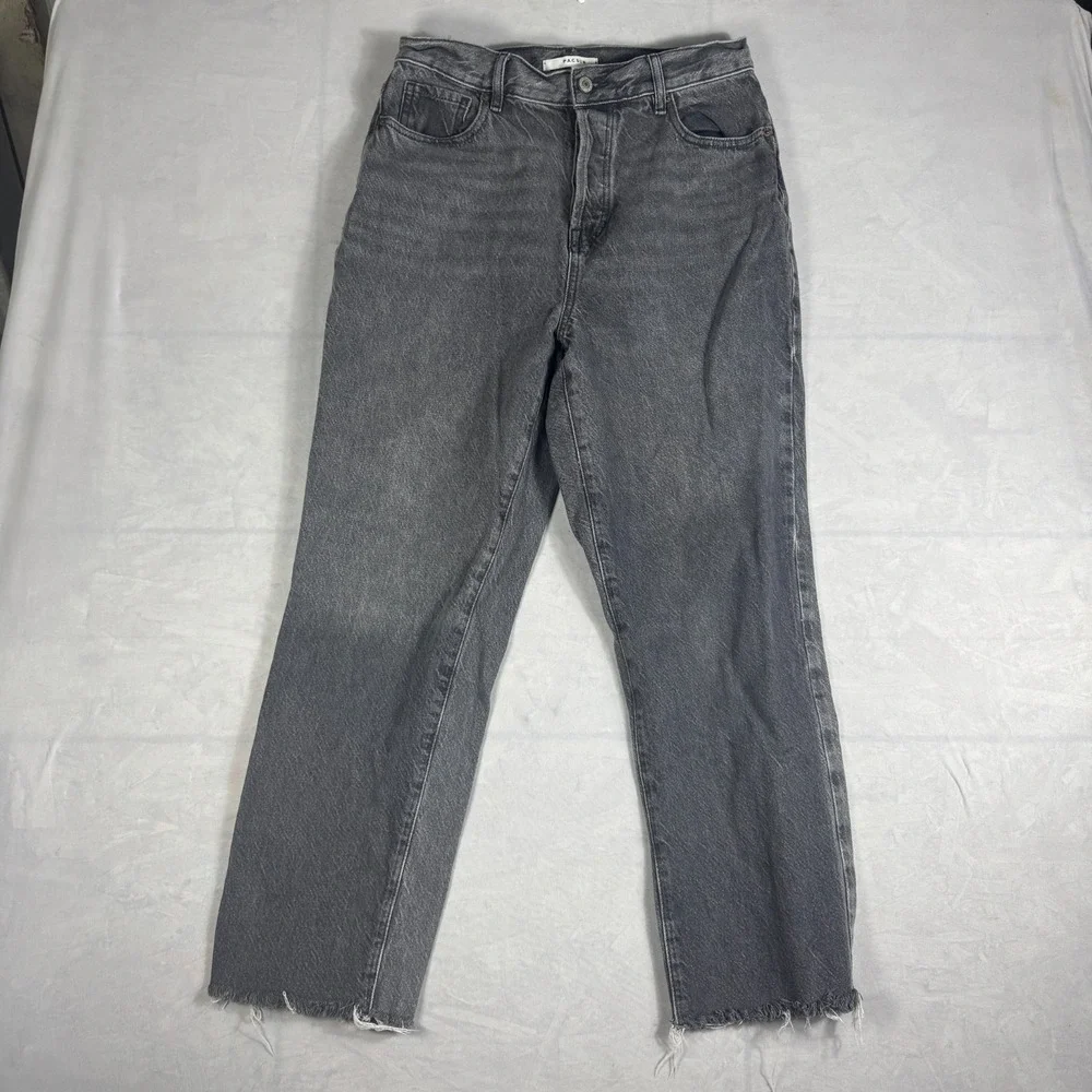 PacSun Womens Straight Jeans Dark Gray Denim Fray‎ Raw Hem High Rise Outdoor 28